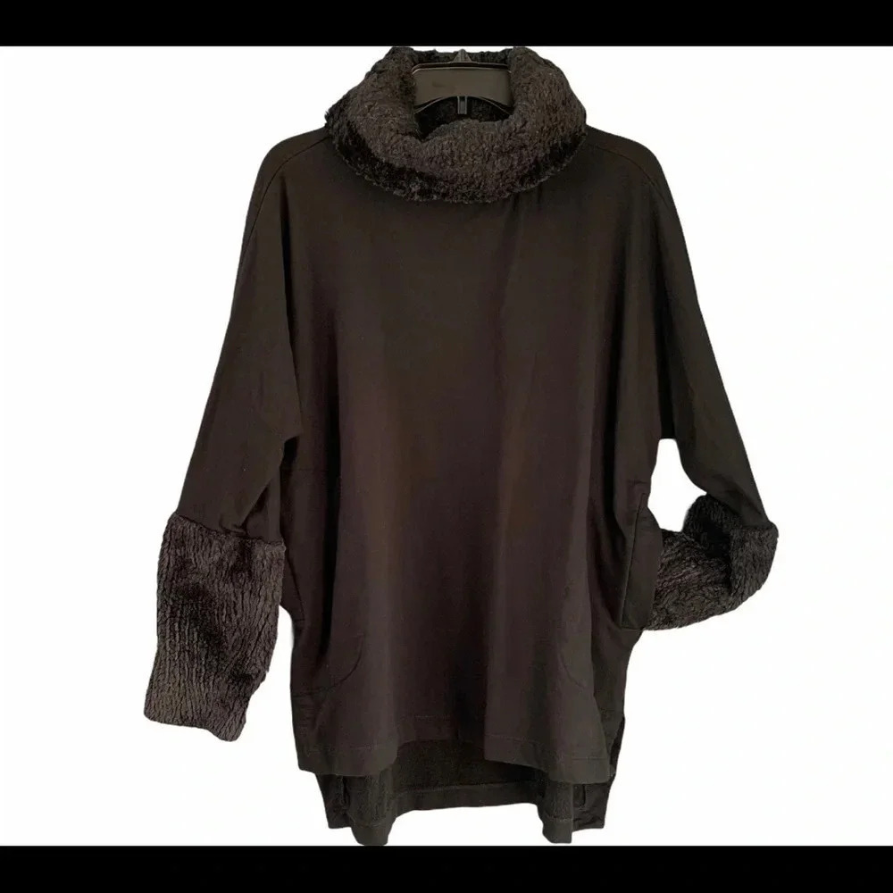 Saks Fifth Avenue Faux Fur High Low Sweater Top